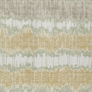 Homeroots 3' Artichoke Green And Ivory Striped Washable Area Rug - Perfect For Indoor And Outdoor Spaces! 10' X 14' Polyester 585117