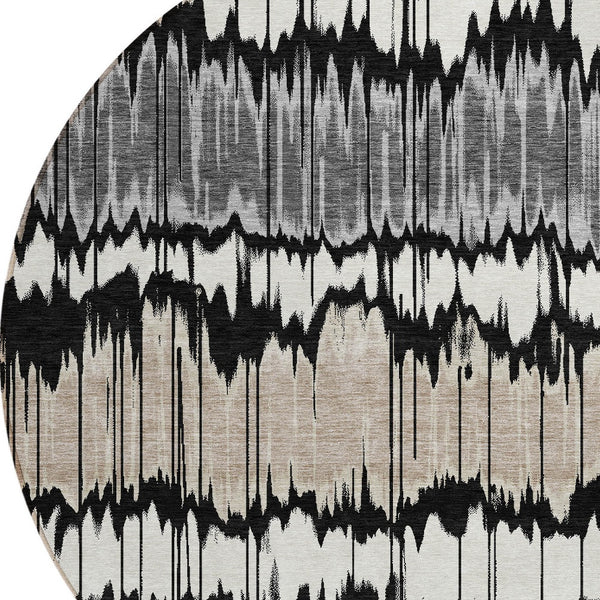 Homeroots 3' Artichoke Green And Ivory Striped Washable Area Rug - Perfect For Indoor And Outdoor Spaces! 8' Round Polyester 585120