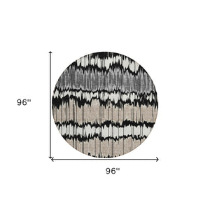 Homeroots 3' Artichoke Green And Ivory Striped Washable Area Rug - Perfect For Indoor And Outdoor Spaces! 8' Round Polyester 585120