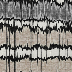 Homeroots 3' Artichoke Green And Ivory Striped Washable Area Rug - Perfect For Indoor And Outdoor Spaces! 8' X 10' Polyester 585121