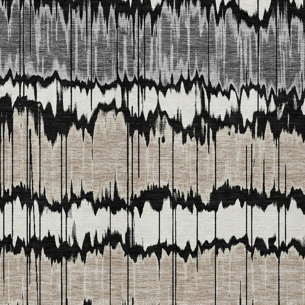 Homeroots 3' Artichoke Green And Ivory Striped Washable Area Rug - Perfect For Indoor And Outdoor Spaces! 8' X 10' Polyester 585121