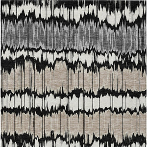 Homeroots 3' Artichoke Green And Ivory Striped Washable Area Rug - Perfect For Indoor And Outdoor Spaces! 9' X 12' Polyester 585122