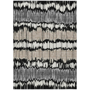 HomeRoots 9' Modern Black Silver Gray Striped Washable Area Rug for Indoor Outdoor Use - Durable & Stylish 9' X 12' 585122