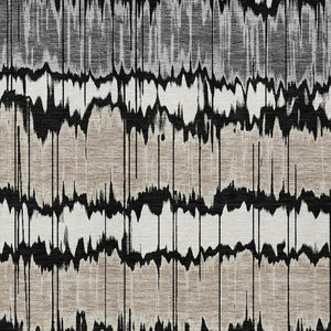 Homeroots 3' Artichoke Green And Ivory Striped Washable Area Rug - Perfect For Indoor And Outdoor Spaces! 9' X 12' Polyester 585122