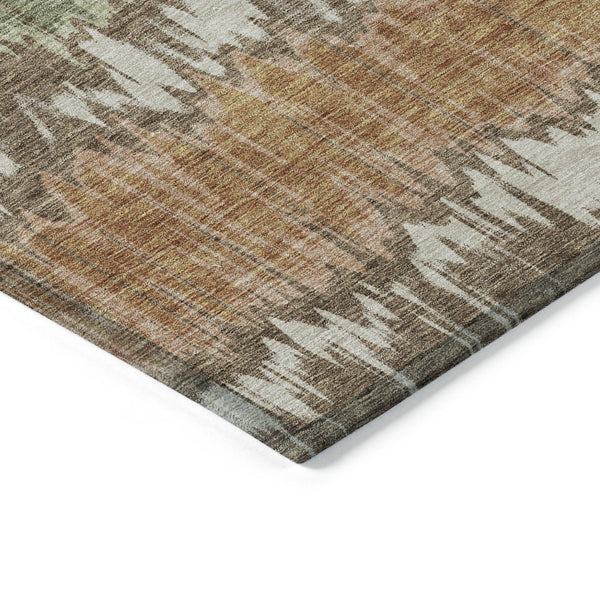 Homeroots 3' Artichoke Green And Ivory Striped Washable Area Rug - Perfect For Indoor And Outdoor Spaces! 8' X 10' Polyester 585127
