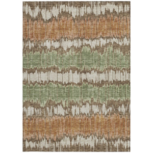 Homeroots 3' Artichoke Green And Ivory Striped Washable Area Rug - Perfect For Indoor And Outdoor Spaces! 8' X 10' Polyester 585127