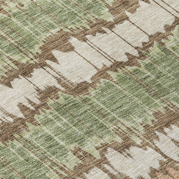 Homeroots 3' Artichoke Green And Ivory Striped Washable Area Rug - Perfect For Indoor And Outdoor Spaces! 10' X 14' Polyester 585129