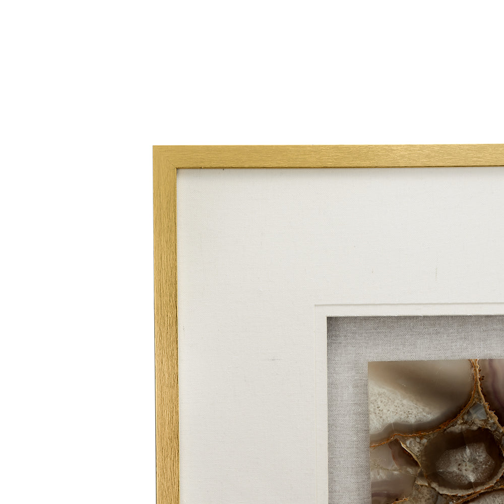 English Elm 23.6X23.6" Stunning Agate Shadow Box Wall Art - Elegant Metallic Frame & Unique Natural Texture W2078P318302