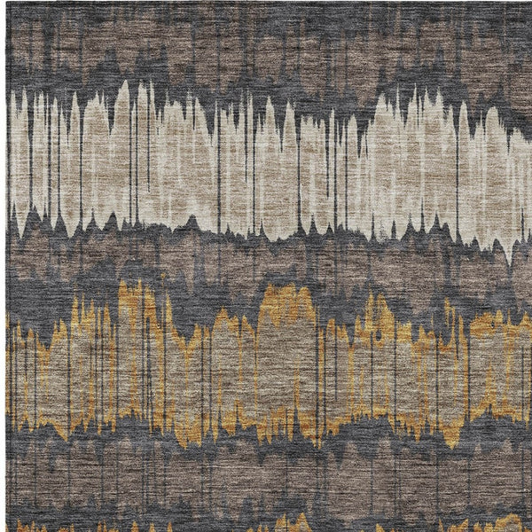 Homeroots 3' Artichoke Green And Ivory Striped Washable Area Rug - Perfect For Indoor And Outdoor Spaces! 3' X 5' Polyester 585130