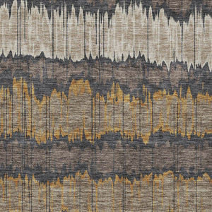 Homeroots 3' Artichoke Green And Ivory Striped Washable Area Rug - Perfect For Indoor And Outdoor Spaces! 5' X 8' Polyester 585131