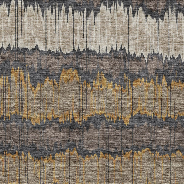 Homeroots 3' Artichoke Green And Ivory Striped Washable Area Rug - Perfect For Indoor And Outdoor Spaces! 5' X 8' Polyester 585131