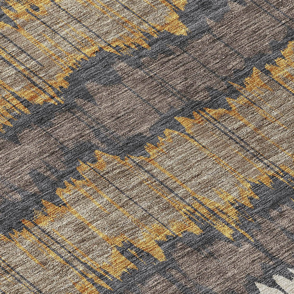 Homeroots 3' Artichoke Green And Ivory Striped Washable Area Rug - Perfect For Indoor And Outdoor Spaces! 5' X 8' Polyester 585131