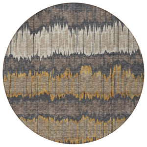 Homeroots 3' Artichoke Green And Ivory Striped Washable Area Rug - Perfect For Indoor And Outdoor Spaces! 8' Round Polyester 585132