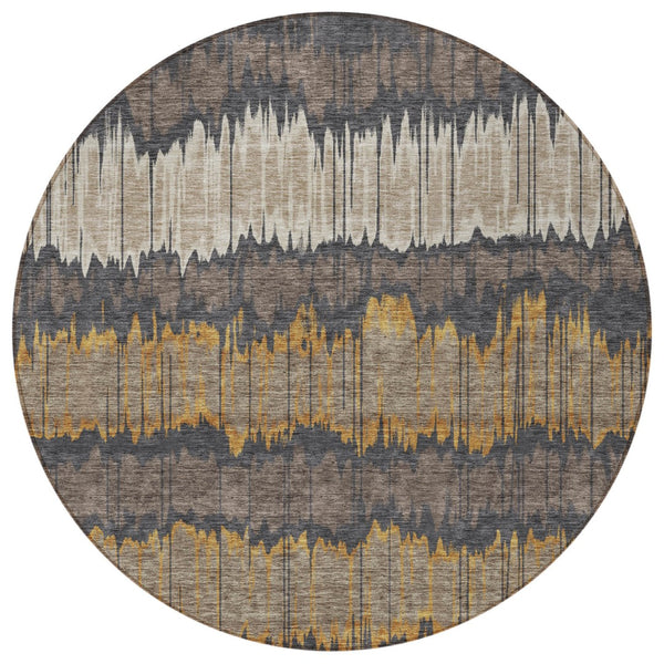 Homeroots 3' Artichoke Green And Ivory Striped Washable Area Rug - Perfect For Indoor And Outdoor Spaces! 8' Round Polyester 585132