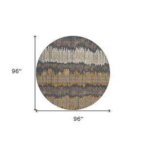 Homeroots 3' Artichoke Green And Ivory Striped Washable Area Rug - Perfect For Indoor And Outdoor Spaces! 8' Round Polyester 585132