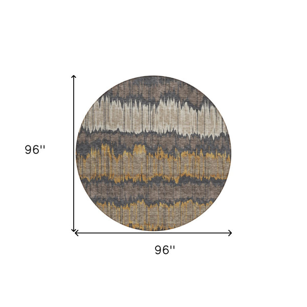 Homeroots 3' Artichoke Green And Ivory Striped Washable Area Rug - Perfect For Indoor And Outdoor Spaces! 8' Round Polyester 585132