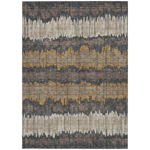 Homeroots 3' Artichoke Green And Ivory Striped Washable Area Rug - Perfect For Indoor And Outdoor Spaces! 8' X 10' Polyester 585133