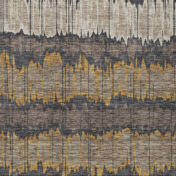 Homeroots 3' Artichoke Green And Ivory Striped Washable Area Rug - Perfect For Indoor And Outdoor Spaces! 10' X 14' Polyester 585135