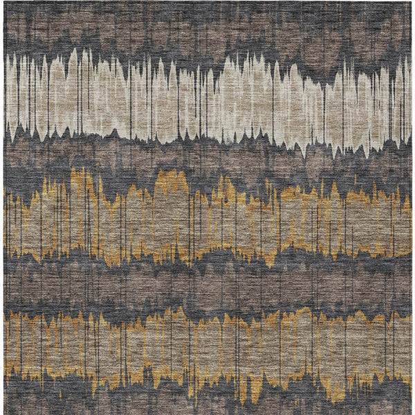 Homeroots 3' Artichoke Green And Ivory Striped Washable Area Rug - Perfect For Indoor And Outdoor Spaces! 10' X 14' Polyester 585135