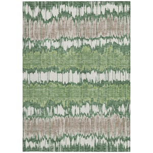 Homeroots 3' Artichoke Green And Ivory Striped Washable Area Rug - Perfect For Indoor And Outdoor Spaces! 3' X 5' Polyester 585136