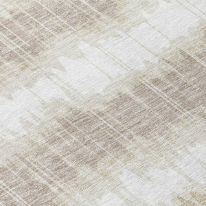 Homeroots 3' Artichoke Green And Ivory Striped Washable Area Rug - Perfect For Indoor And Outdoor Spaces! 8' Round Polyester 585144