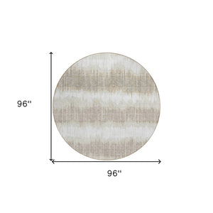 Homeroots 3' Artichoke Green And Ivory Striped Washable Area Rug - Perfect For Indoor And Outdoor Spaces! 8' Round Polyester 585144