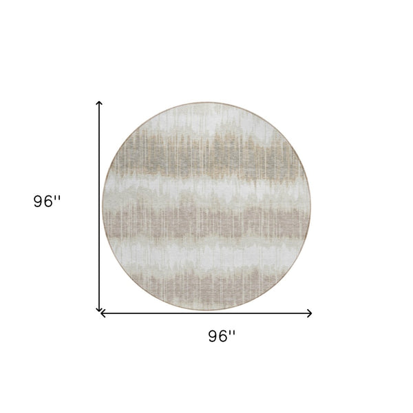 Homeroots 3' Artichoke Green And Ivory Striped Washable Area Rug - Perfect For Indoor And Outdoor Spaces! 8' Round Polyester 585144