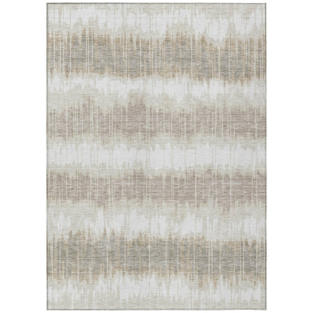 HomeRoots 5' Striped Washable Area Rug in Ivory, Beige, and Taupe - Perfect for Indoor and Outdoor Spaces 8' X 10' 585145