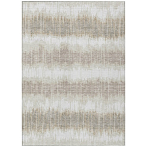 HomeRoots 9' Stylish Ivory, Beige and Taupe Striped Indoor Outdoor Area Rug - Durable, Washable & Versatile 9' X 12' 585146