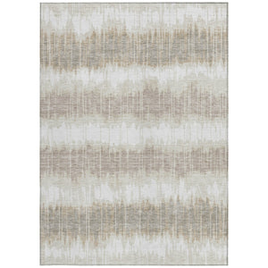 Homeroots 3' Artichoke Green And Ivory Striped Washable Area Rug - Perfect For Indoor And Outdoor Spaces! 10' X 14' Polyester 585147