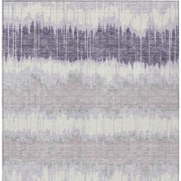 Homeroots 3' Artichoke Green And Ivory Striped Washable Area Rug - Perfect For Indoor And Outdoor Spaces! 5' X 8' Polyester 585149