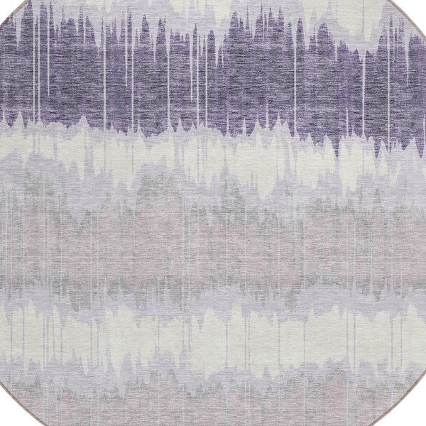 Homeroots 3' Artichoke Green And Ivory Striped Washable Area Rug - Perfect For Indoor And Outdoor Spaces! 8' Round Polyester 585150