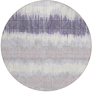 Homeroots 3' Artichoke Green And Ivory Striped Washable Area Rug - Perfect For Indoor And Outdoor Spaces! 8' Round Polyester 585150