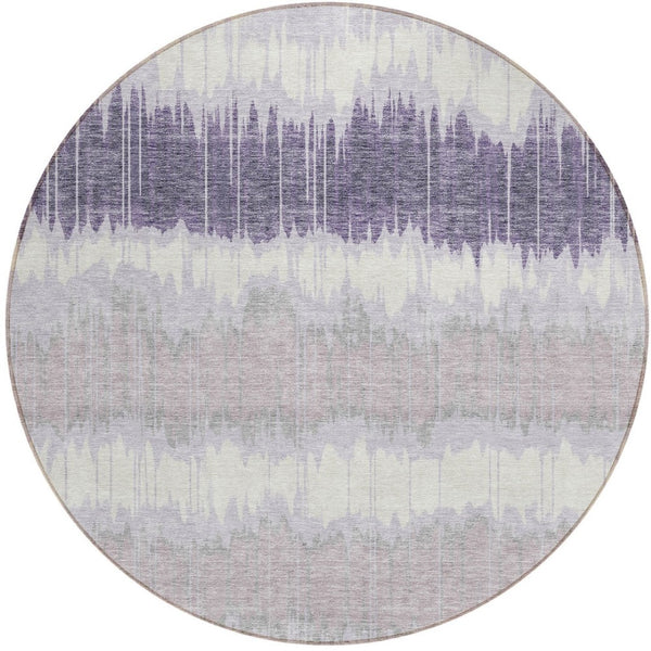 Homeroots 3' Artichoke Green And Ivory Striped Washable Area Rug - Perfect For Indoor And Outdoor Spaces! 8' Round Polyester 585150