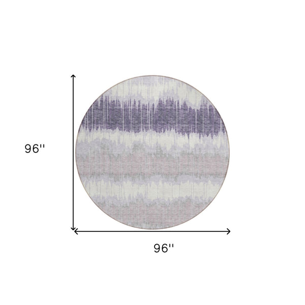 Homeroots 3' Artichoke Green And Ivory Striped Washable Area Rug - Perfect For Indoor And Outdoor Spaces! 8' Round Polyester 585150