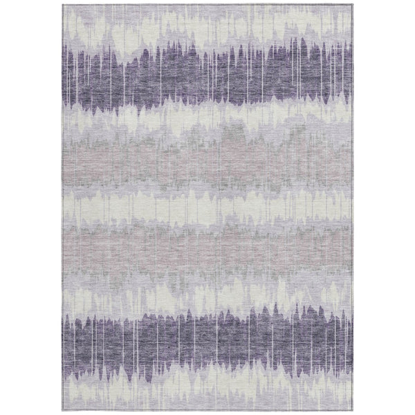 Homeroots 3' Artichoke Green And Ivory Striped Washable Area Rug - Perfect For Indoor And Outdoor Spaces! 8' X 10' Polyester 585151