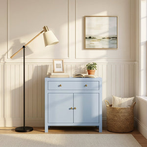 Butler Specialty Butler Nora 31" Light Blue Wood Accent Cabinet with 1 Drawer 2 Doors, Soft-Close Storage for Entryway 5851522