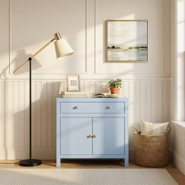Butler Specialty Butler Nora 31" Light Blue Wood Accent Cabinet with 1 Drawer 2 Doors, Soft-Close Storage for Entryway 5851522