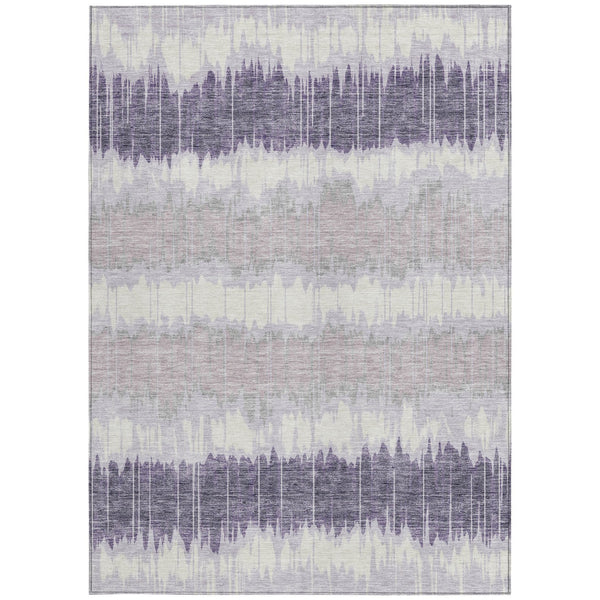 Homeroots 3' Artichoke Green And Ivory Striped Washable Area Rug - Perfect For Indoor And Outdoor Spaces! 9' X 12' Polyester 585152