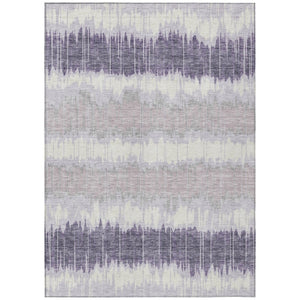 HomeRoots 9' Stylish Lavender Purple & Ivory Striped Washable Area Rug for Indoor & Outdoor Spaces 9' X 12' 585152