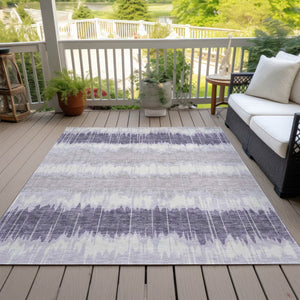 Homeroots 3' Artichoke Green And Ivory Striped Washable Area Rug - Perfect For Indoor And Outdoor Spaces! 10' X 14' Polyester 585153
