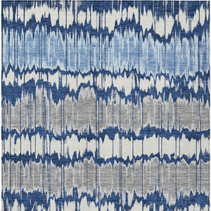 Homeroots 3' Artichoke Green And Ivory Striped Washable Area Rug - Perfect For Indoor And Outdoor Spaces! 5' X 8' Polyester 585155