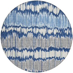 Homeroots 3' Artichoke Green And Ivory Striped Washable Area Rug - Perfect For Indoor And Outdoor Spaces! 8' Round Polyester 585156