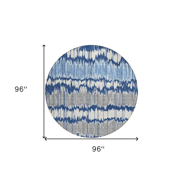 Homeroots 3' Artichoke Green And Ivory Striped Washable Area Rug - Perfect For Indoor And Outdoor Spaces! 8' Round Polyester 585156