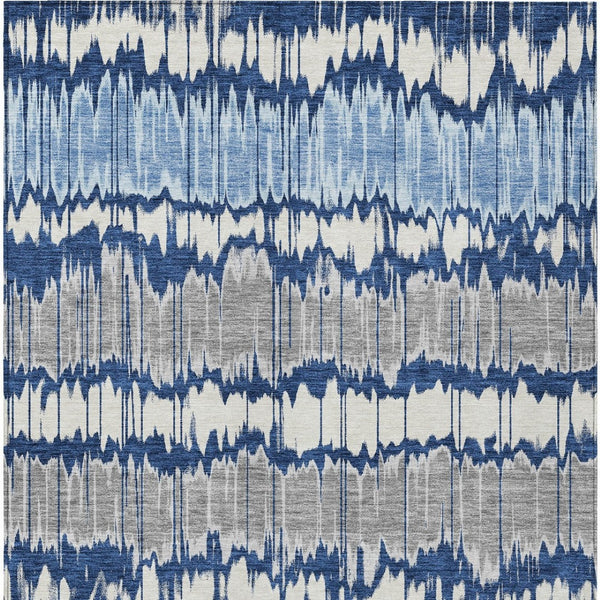 Homeroots 3' Artichoke Green And Ivory Striped Washable Area Rug - Perfect For Indoor And Outdoor Spaces! 8' X 10' Polyester 585157