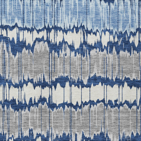 Homeroots 3' Artichoke Green And Ivory Striped Washable Area Rug - Perfect For Indoor And Outdoor Spaces! 8' X 10' Polyester 585157