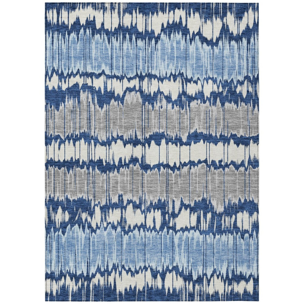 HomeRoots 9' Coastal-Inspired Navy Blue Striped Area Rug - Durable, Washable for Indoor & Outdoor Spaces 9' X 12' 585158
