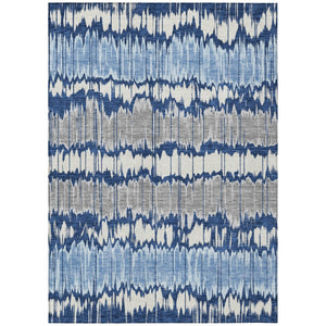 HomeRoots 5' Navy Blue Ivory Denim Striped Area Rug for Indoor & Outdoor Use – Durable, Washable, Versatile Decor 10' X 14' 585159