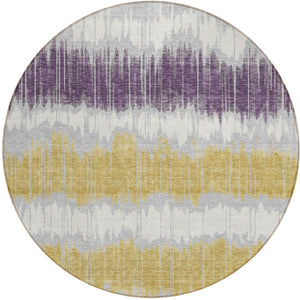 Homeroots 3' Artichoke Green And Ivory Striped Washable Area Rug - Perfect For Indoor And Outdoor Spaces! 8' Round Polyester 585162