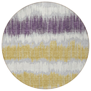 Homeroots 3' Artichoke Green And Ivory Striped Washable Area Rug - Perfect For Indoor And Outdoor Spaces! 8' Round Polyester 585162